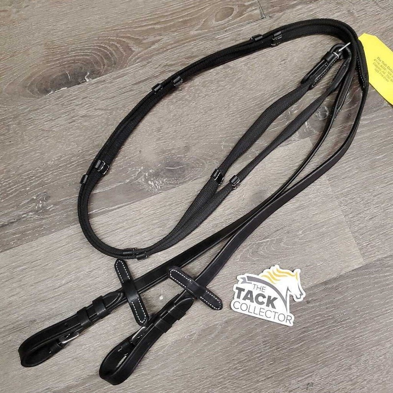 Pr Rubber Web Reins, Finger Stoppers, buckles *new Black New