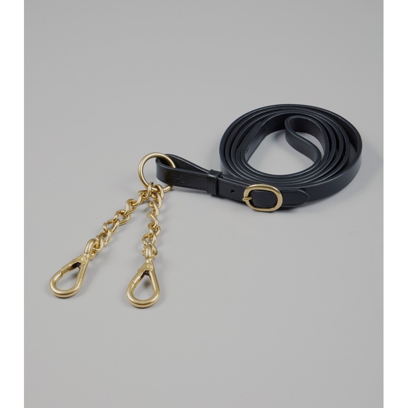 Leather Lead Rein with Chain Coupling Black