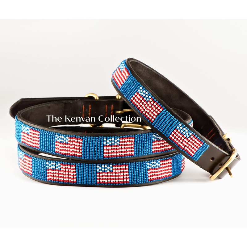 “American Flag” Beaded Dog Collar
