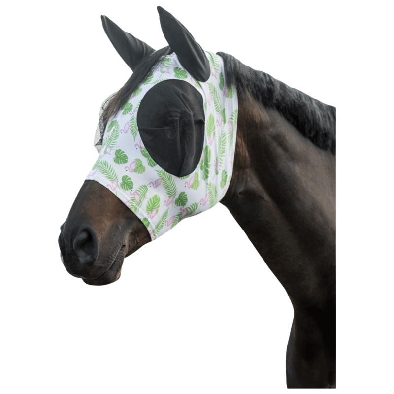 HKM Fly Mask Flamingo Elastic, with Ears, Fly Protection Mask